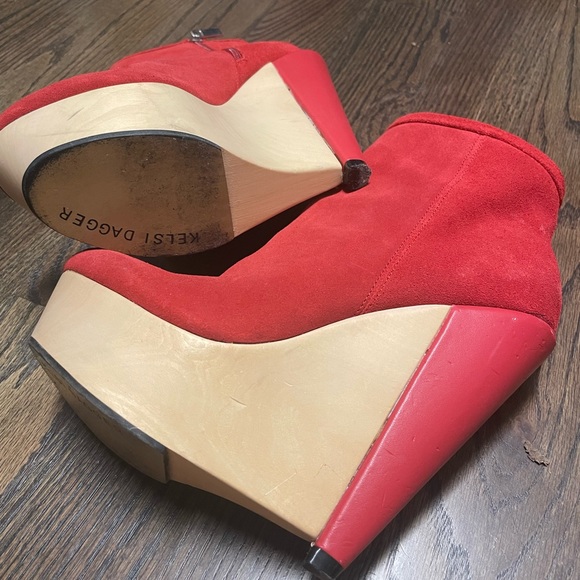 Red Wedge Booties - Picture 6 of 6